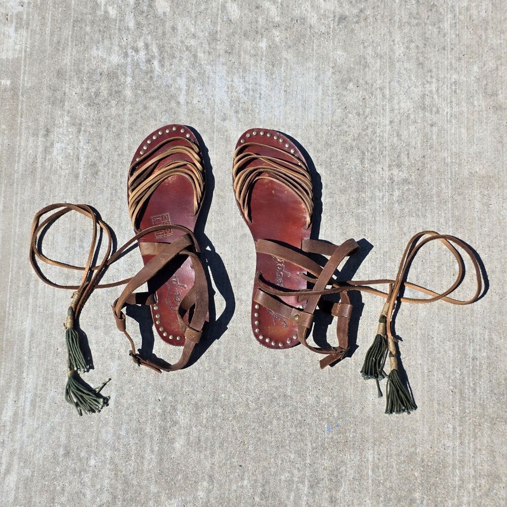 Free People Safari Willow Women's EU 40 Gladiator Sandals Brown Leather Studded - Picture 2 of 6